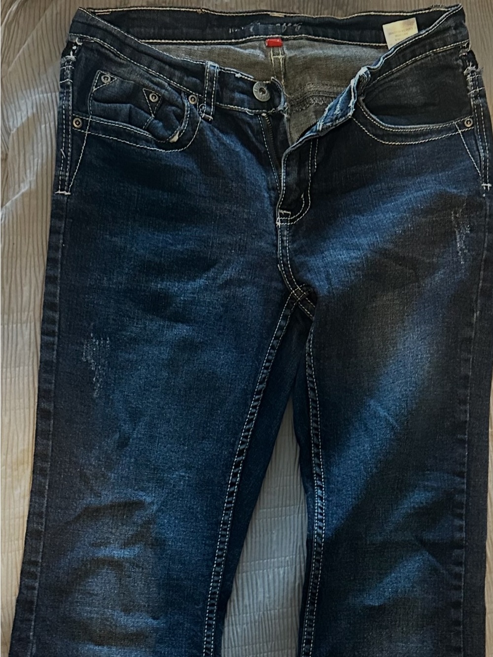 Women’s Dark Blue Boot Cut Jeans with Contrast Stitching